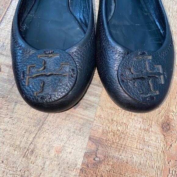 Tory Burch Reva Pebbled Black Leather Ballet Flats - Picture 7 of 11